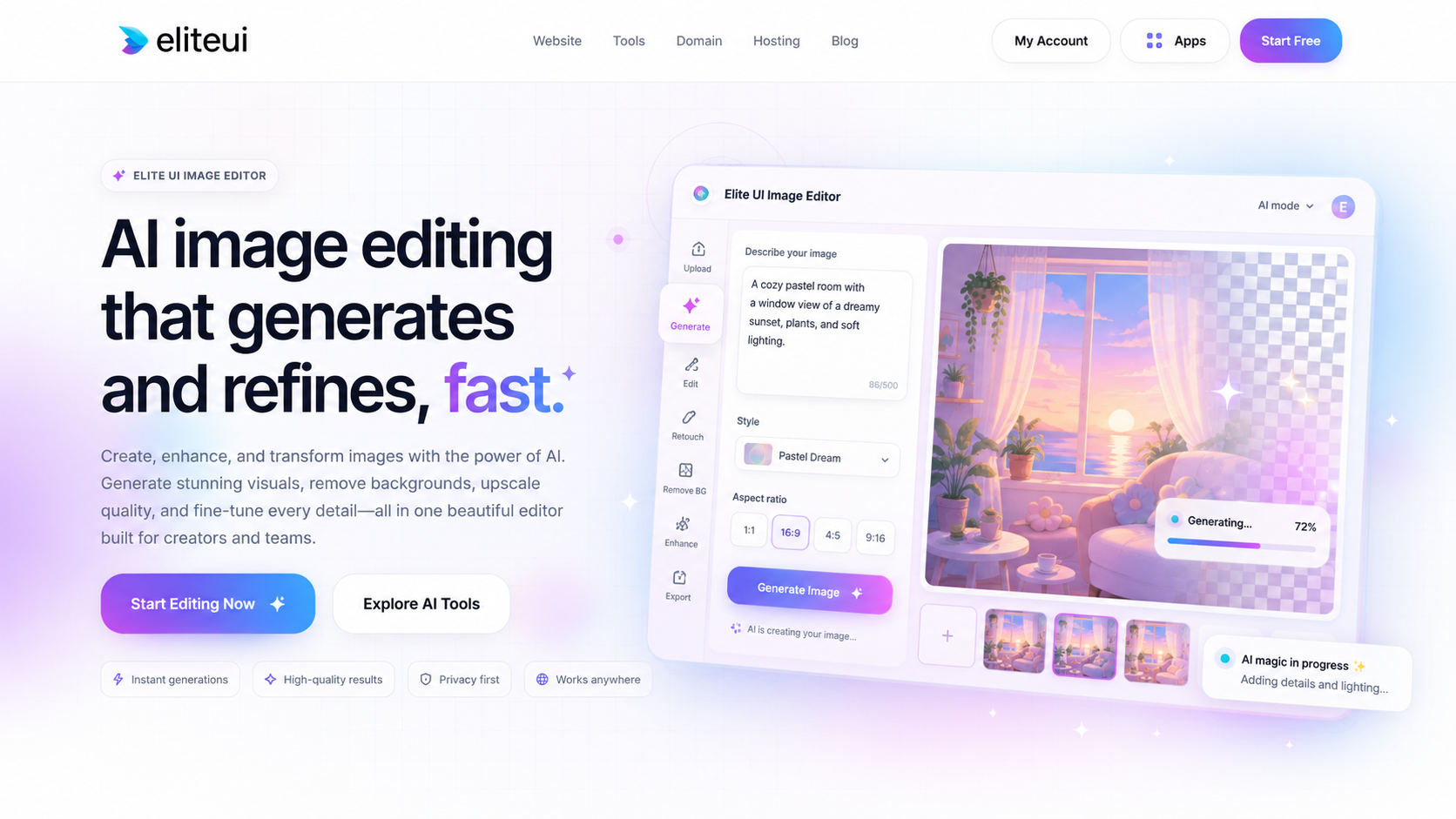 Elite UI Image Editor interface preview