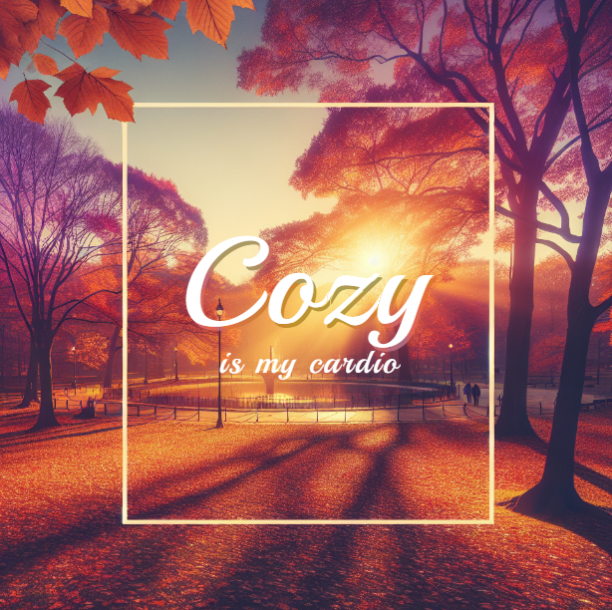 Cozy is my cardio fall lifestyle template with autumn leaves and golden sunset lighting