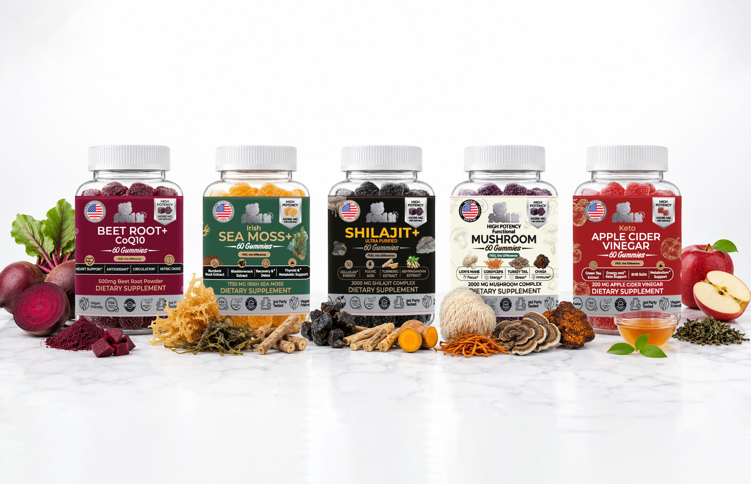 Feel It Gummies hero bottles