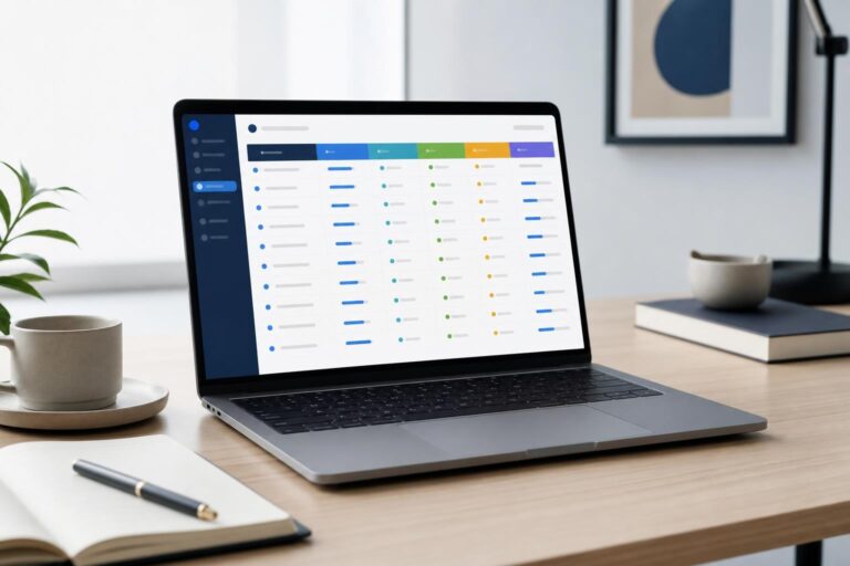 Organized marketing lead spreadsheet showing sources, pipeline statuses and expected values on a modern laptop